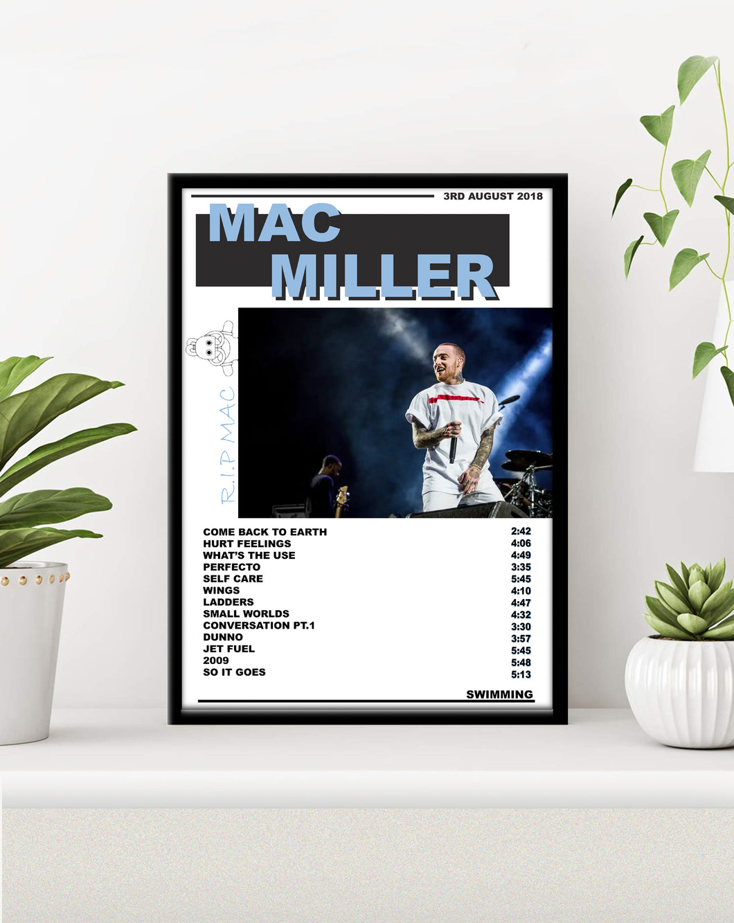 Mac Miller Swimming Tribute Premium Music Poster